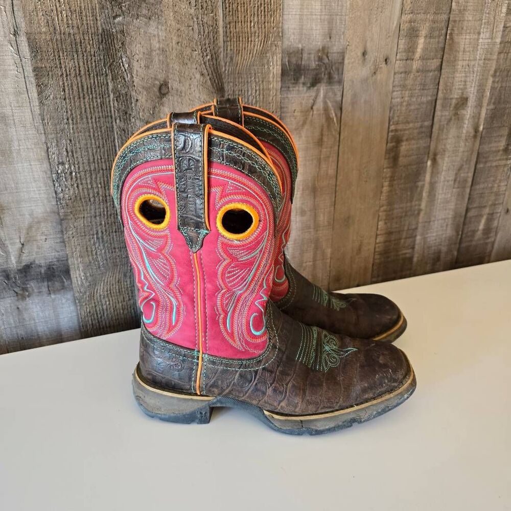 Durango Women's Lady Rebel Gator Emboss Western Boots - Electric Red 7.5M